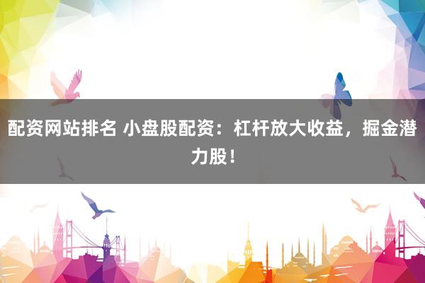 配资网站排名 小盘股配资：杠杆放大收益，掘金潜力股！