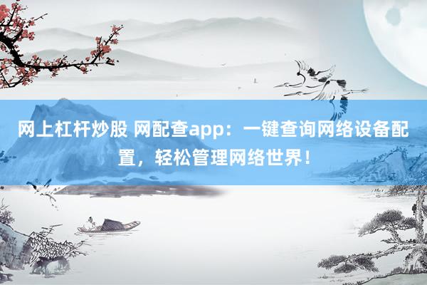 网上杠杆炒股 网配查app：一键查询网络设备配置，轻松管理网络世界！