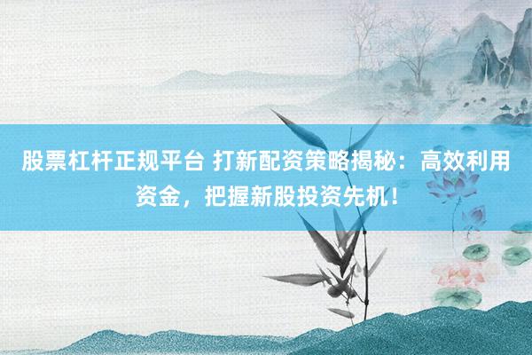 股票杠杆正规平台 打新配资策略揭秘：高效利用资金，把握新股投资先机！